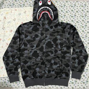Bape Black Camo Shark Head Full-Zip Hoodie